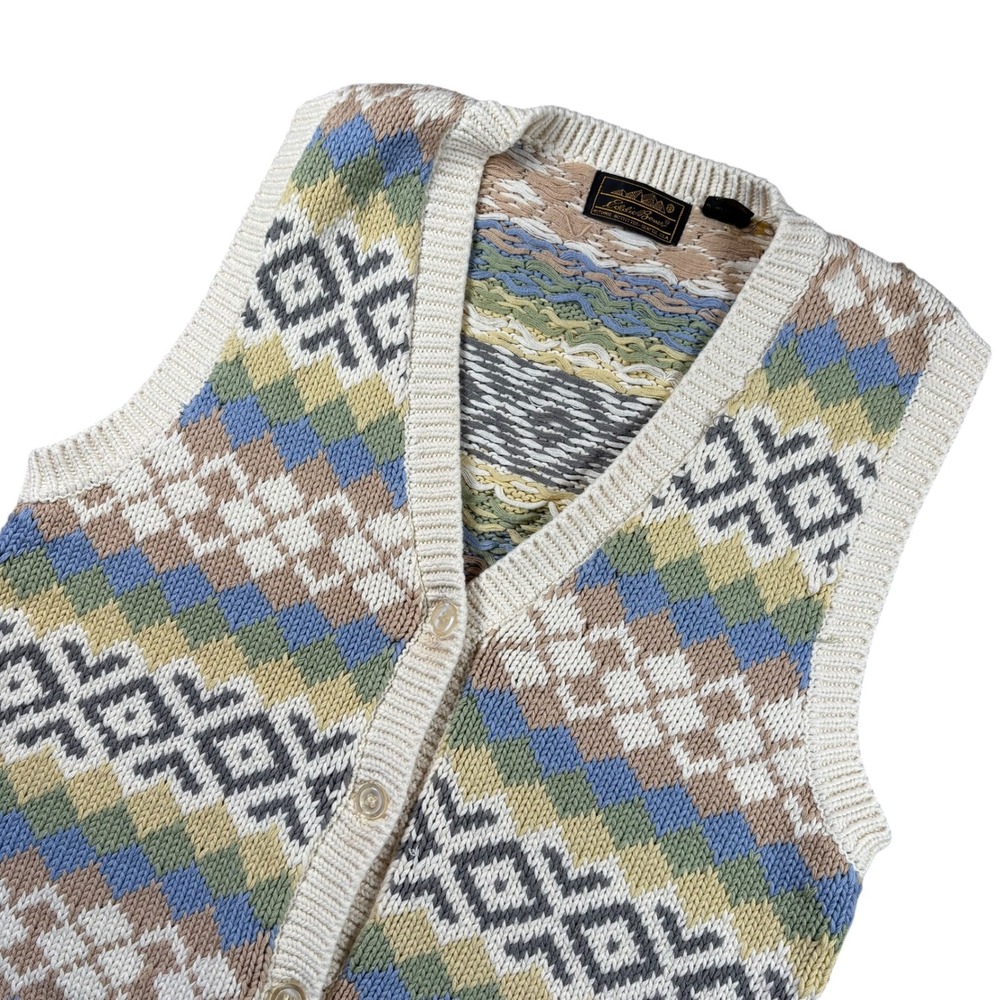 VTG Eddie Bauer Sweater Vest Women S Fair Isle Geometric Cottagecore Grandmacore - Picture 1 of 7